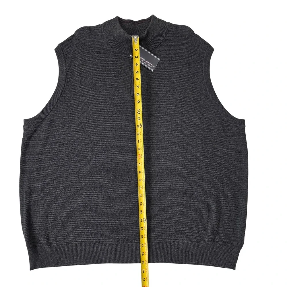 Roundtree & Yorke Quarter Zip Sweater Vest 4XT Gray Mens Tall Mock Neck NWT